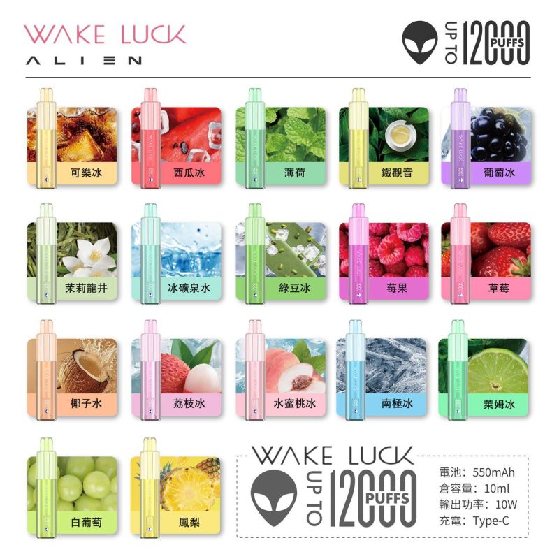 photo_2026-04-16_11-03-30 【一次性】〈超熱銷〉WAKE LUCK ALIEN 12000口 外星人 一次性 主機 3% 大容量 油倉透明 電量顯示 煙量不小 味道不賴 可充電 買十送一