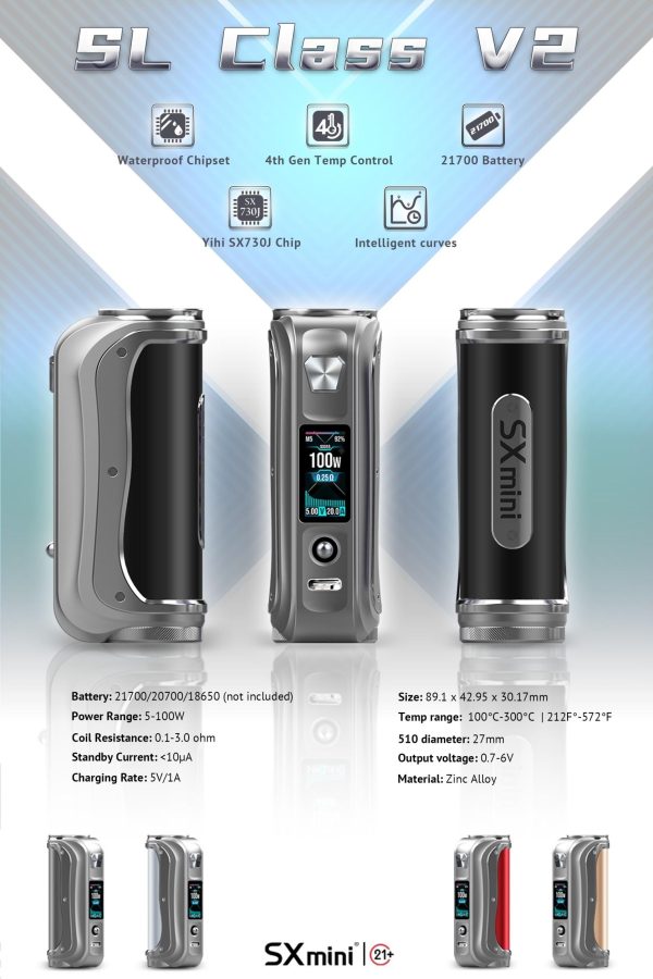 【大煙主機】大煙不死-大煙神機 億海 YiHi SXmini SL Class V2 Box Mod 100W 單電池 主機